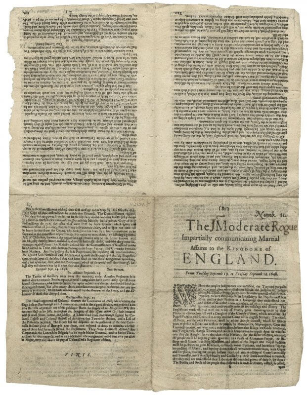 This issue of an English newsbook has remained uncut and so shows us its quarto imposition as the pages would have been laid out when printed.