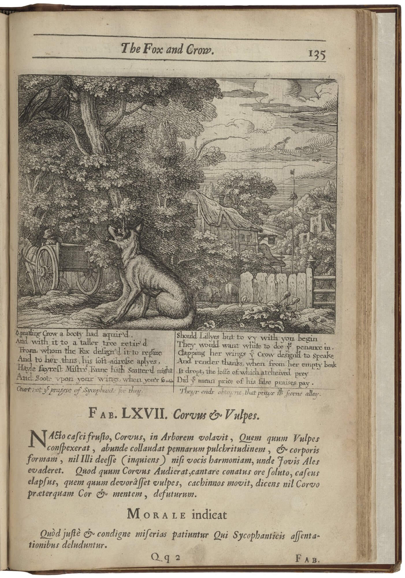 This bilingual edition privileges the Latin text with the majority of page space, but presents the English version in rhyming verse. Along with the intricate engraving, the different modes may have made this book appealing to people of varying levels of schooling.