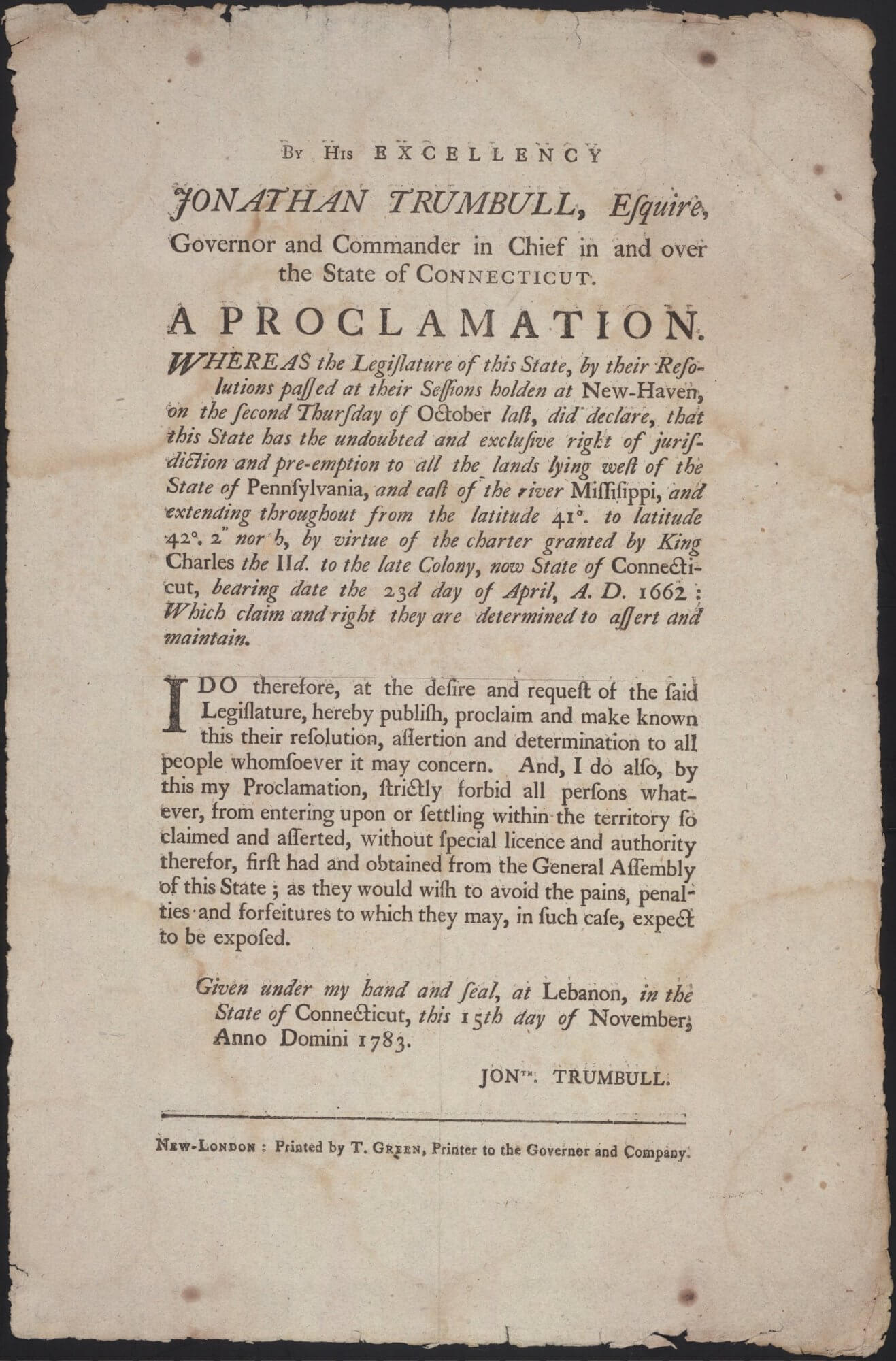 If you look closely at this broadside, you might see that the text at the top and bottom have light shadows---a faint double impression caused by an accidental bounce of the paper on the inked type