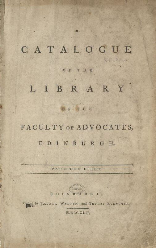 The Advocates' Library kept a collection of books (law and otherwise) since the Faculty's inauguration in 1689. This series was the third such catalog of books in the library, and as can be seen in the interior pages, was used to record not only the acquisition of books, but their changing shelfmarks.