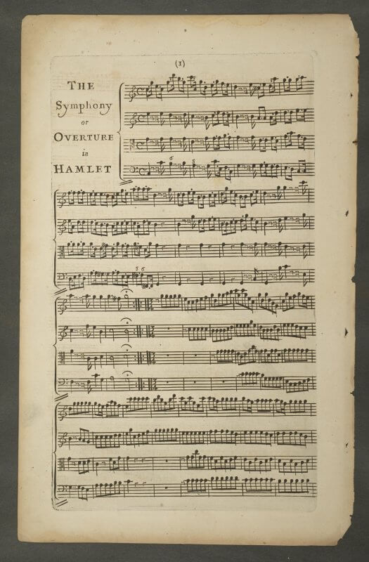 This (now disbound) page from an opera of Hamlet shows clear marks from the copper plate used to print the music.