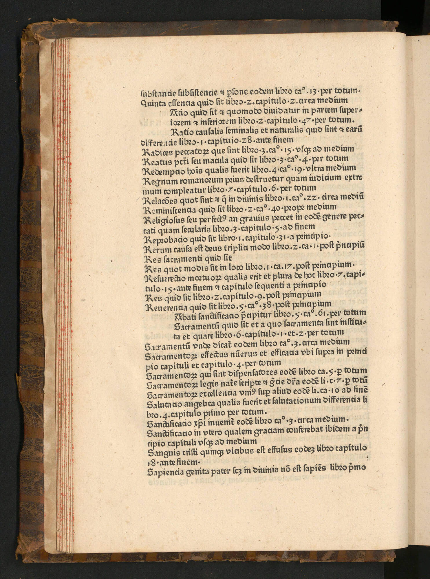 The printer has left the two spaces in the text for an initial letter to be added later by hand. In this case of this alphabetical list, the letters would be “R” and “S”.