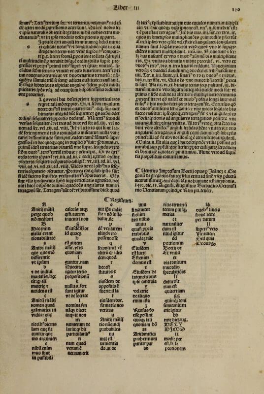 On this last leaf of text, the printer has included both a colophon identifying who printed the book and a register of the last words printed on the first four leaves in each gathering of the two-volume set.