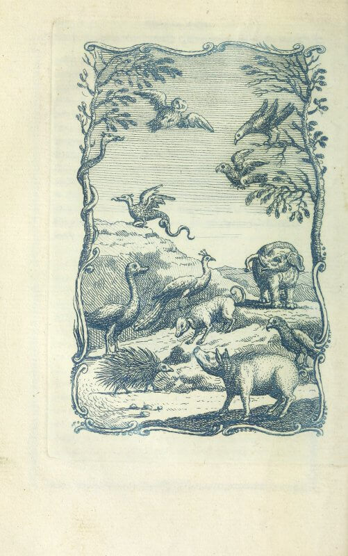 Because plates are printed in a separate process from letterpress text, and because the images in Soldini's work are not closely related to the text, different copies of the book have the plates inserted and bound in different locations. In this copy from the Smithsonian, this is the illustration facing the first chapter, but compare this to the Getty's copy of the book.