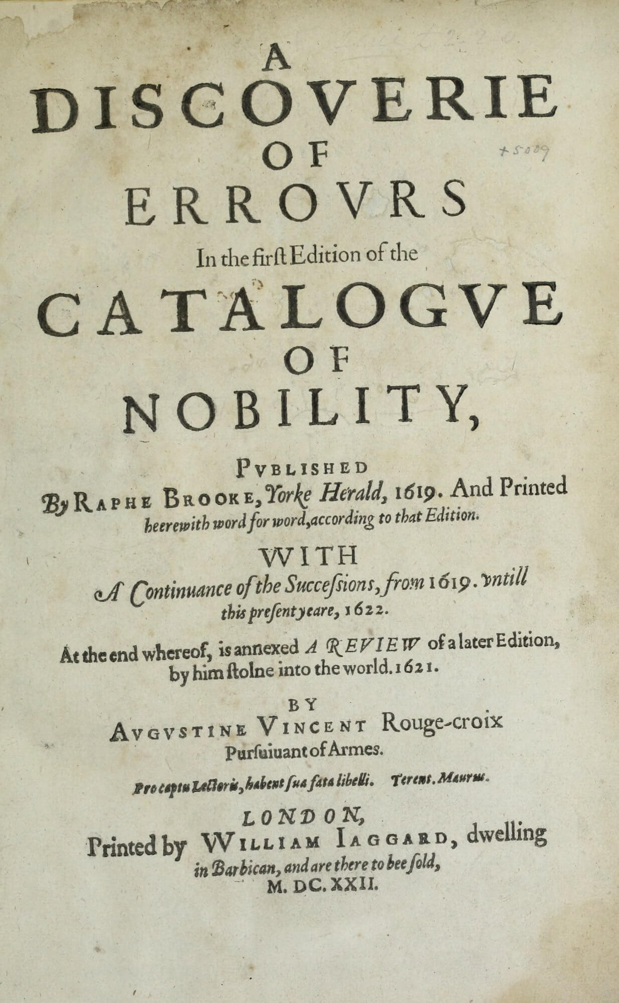 The title page of this work is a bit confusing, and lengthy, because it first names the author of the work in which mistakes have been discovered, before naming the author of this work.