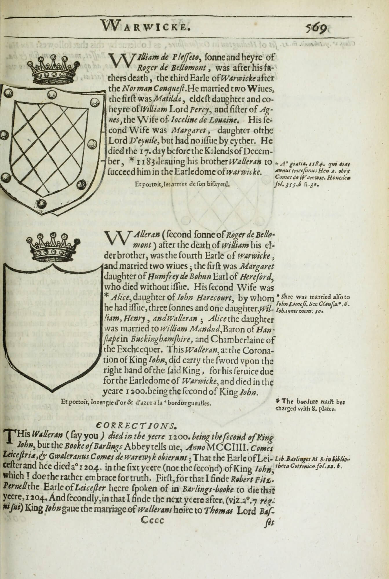 A cancel slip has been pasted over the top coat of arms to correct it; in this copy, the slip is slightly askew, making it easy to spot.