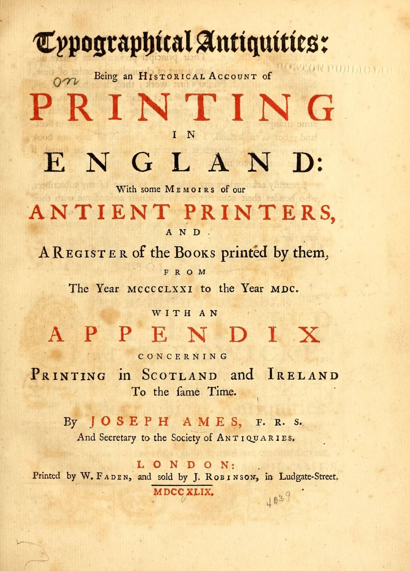This title page carefully uses a combination of gothic, roman, black, and red letters to evoke the earlier printing that is its subject while still looking enticingly contemporary.